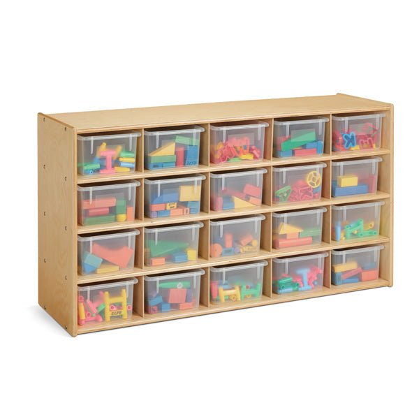 Young Time 20 Cubbie-Tray Storage with Clear Bins - Ready-to-Assemble (Young Time YOU-7041YT) - SchoolOutlet