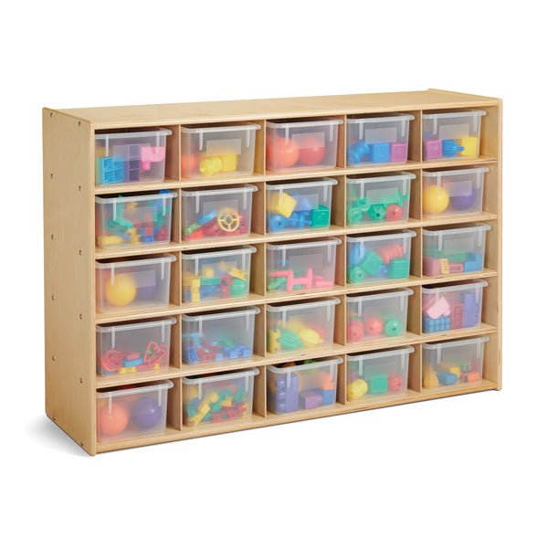 Young Time 25 Tray Cubbie Storage With Clear Trays - Ready-to-Assembled (Young Time YOU-7141YT) - SchoolOutlet